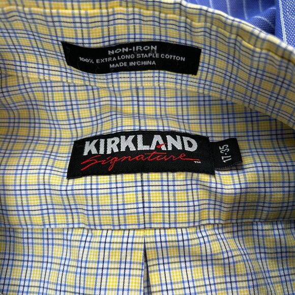 2 Kirkland Signature Men's Long Sleeve Shirts Size 17-35 Extra LongNon-Iron - Picture 4 of 13
